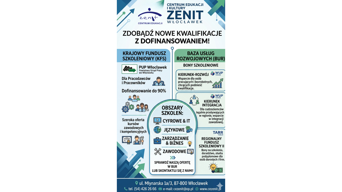ZDOBĄDŹ NOWE KWALIFIKACJE Z DOFINANSOWANIEM DO NAWET 90%!