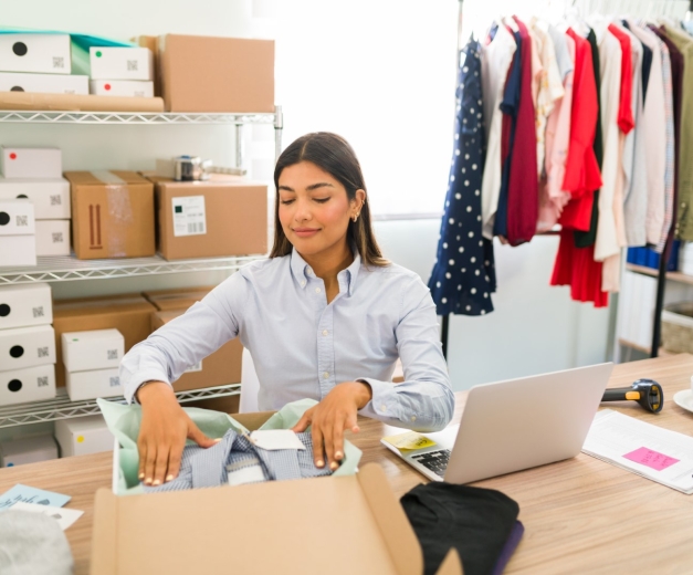 My fashion business is expanding quickly. Hispanic business owner feeling proud of her startup and online clothing shop